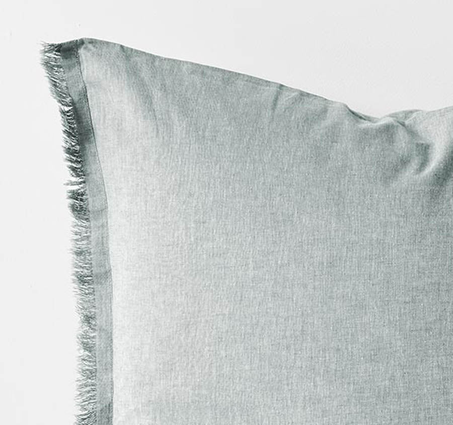 Chambray Fringe European Pillowcase Mineral