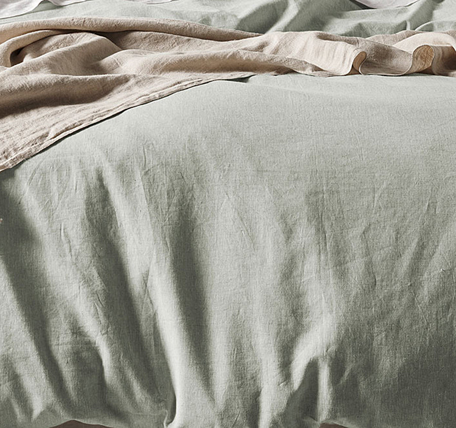 Chambray Fringe Quilt Cover Range Mist