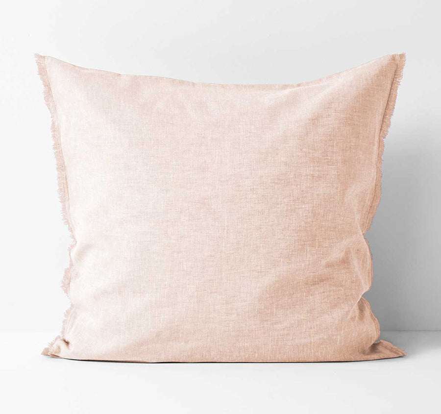 Chambray Fringe European Pillowcase Shell Pink