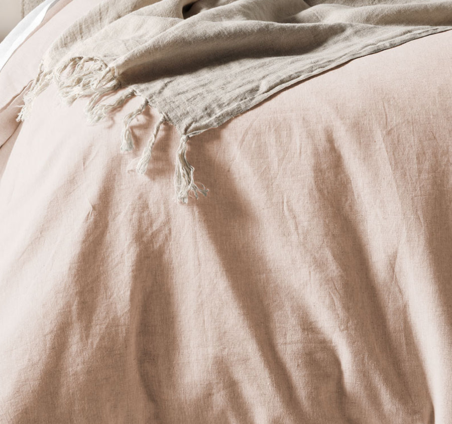 Chambray Fringe Quilt Cover Range Shell Pink