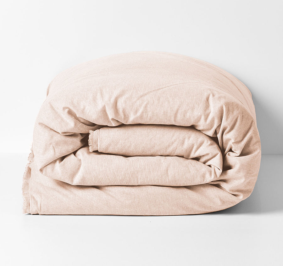 Chambray Fringe Quilt Cover Range Shell Pink