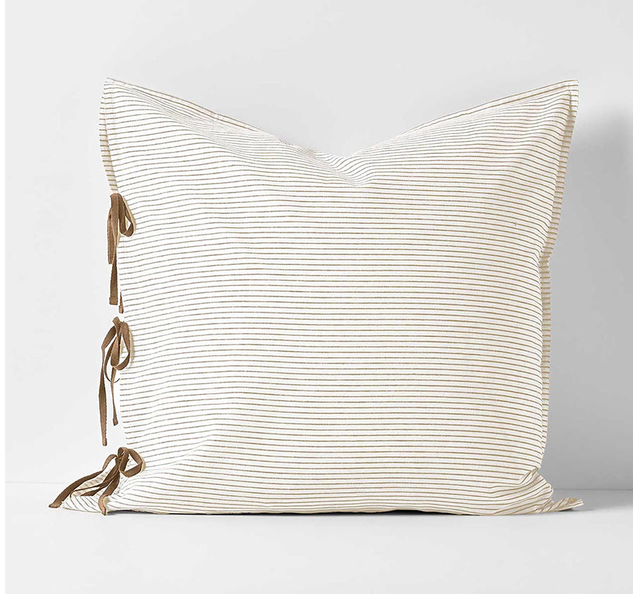 Chambray Mini Stripe European Pillowcase Taupe
