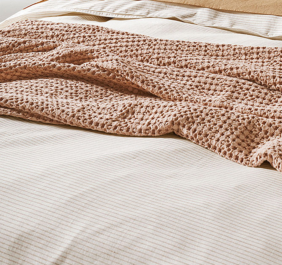 Chambray Mini Stripe Quilt Cover Range Taupe