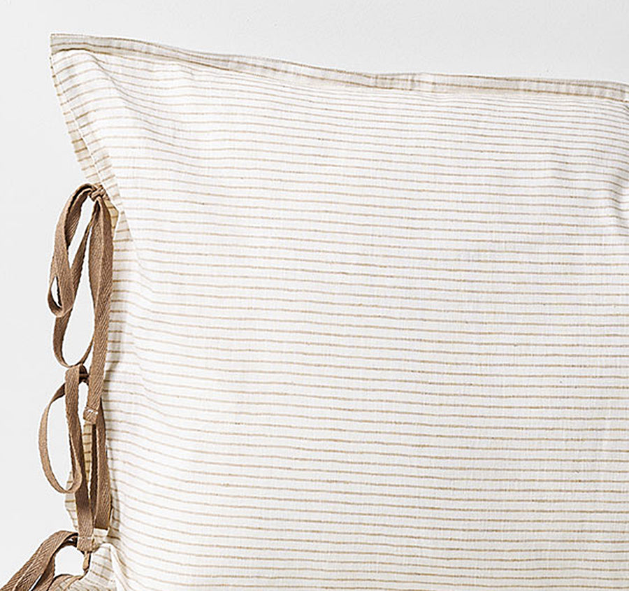 Chambray Mini Stripe Standard Pillowcase Taupe