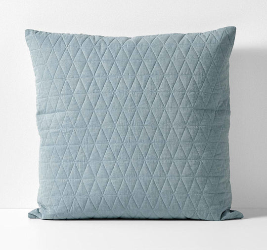 Chambray Quilted European Pillowcase Bluestone