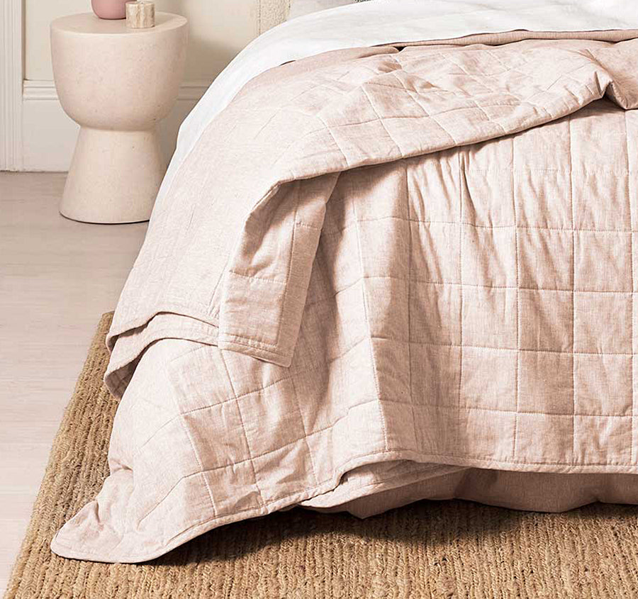 Chambray Bed Cover Shell Pink