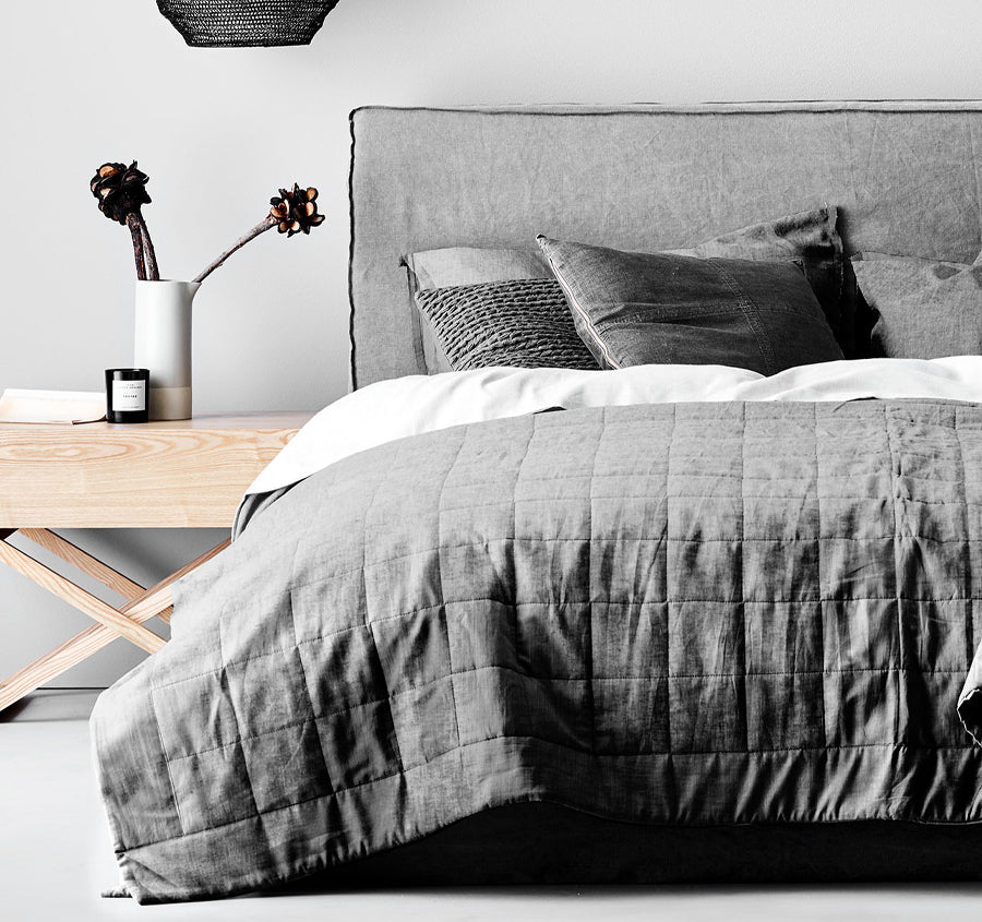 Chambray Bed Cover Smoke