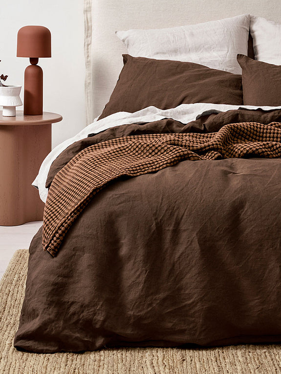 Emile Quilt Cover Range Chocolate