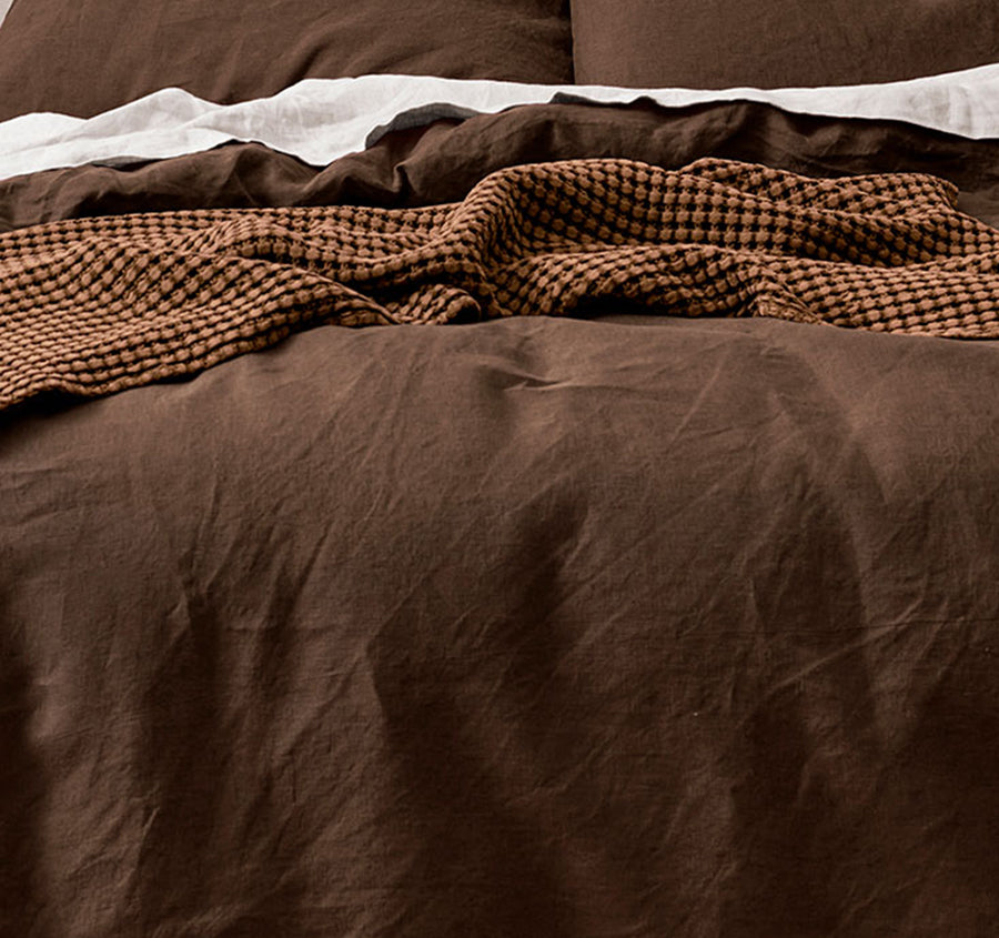 Emile Quilt Cover Range Chocolate