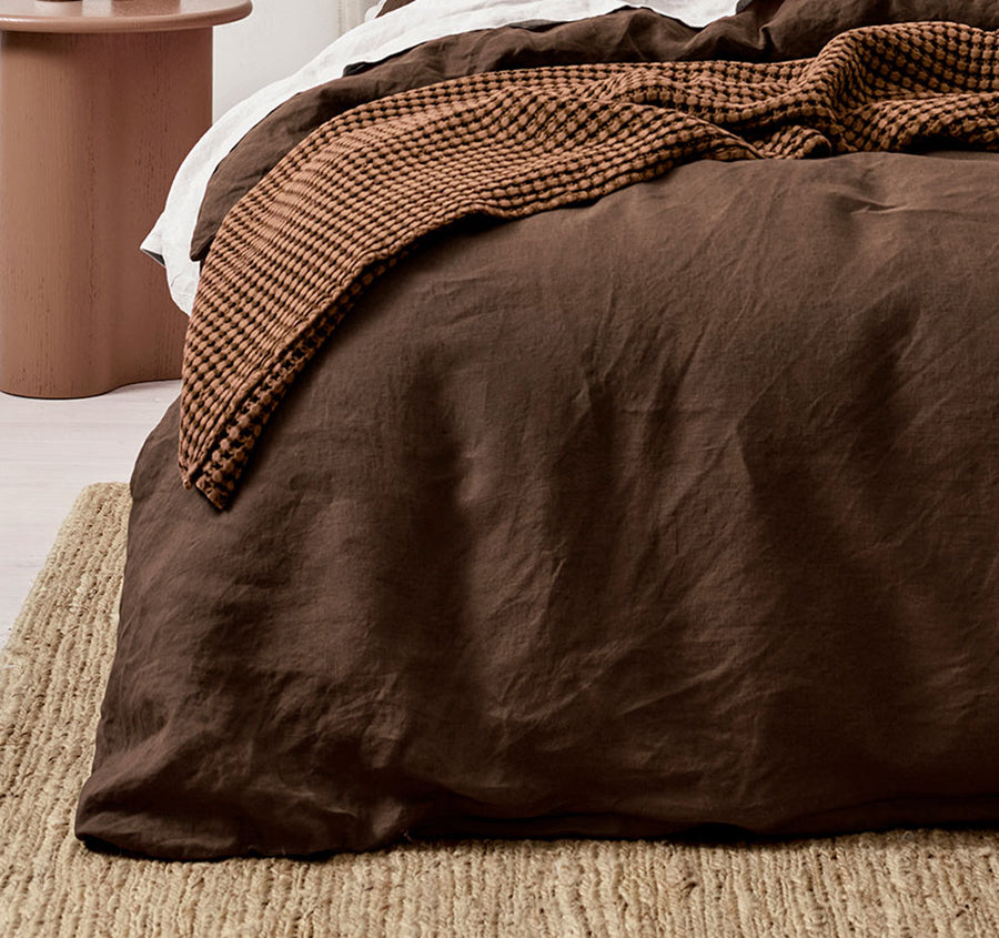 Emile Quilt Cover Range Chocolate