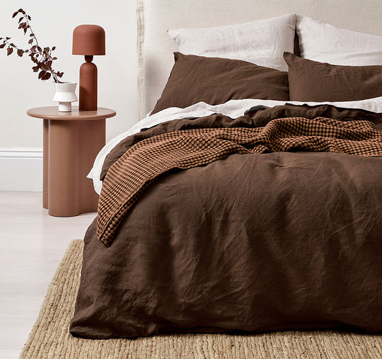 Emile Quilt Cover Range Chocolate