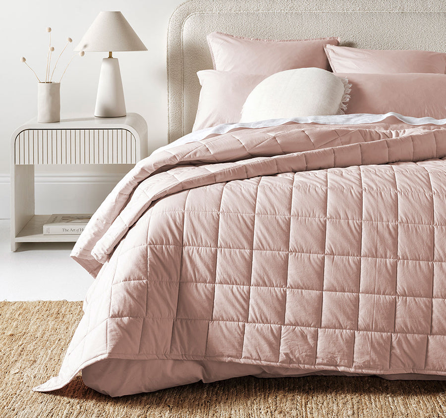 Evie Organic Cotton Coverlet Blush Pink
