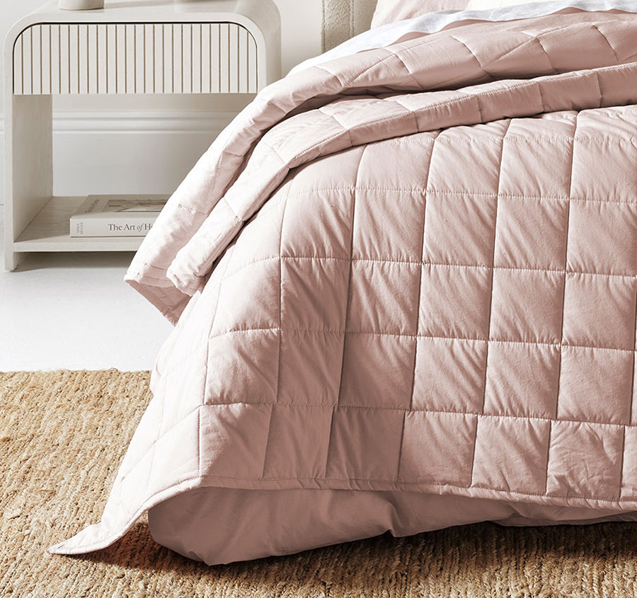 Evie Organic Cotton Coverlet Blush Pink