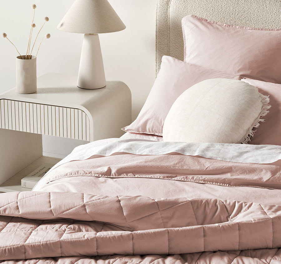 Evie Organic Cotton Coverlet Blush Pink
