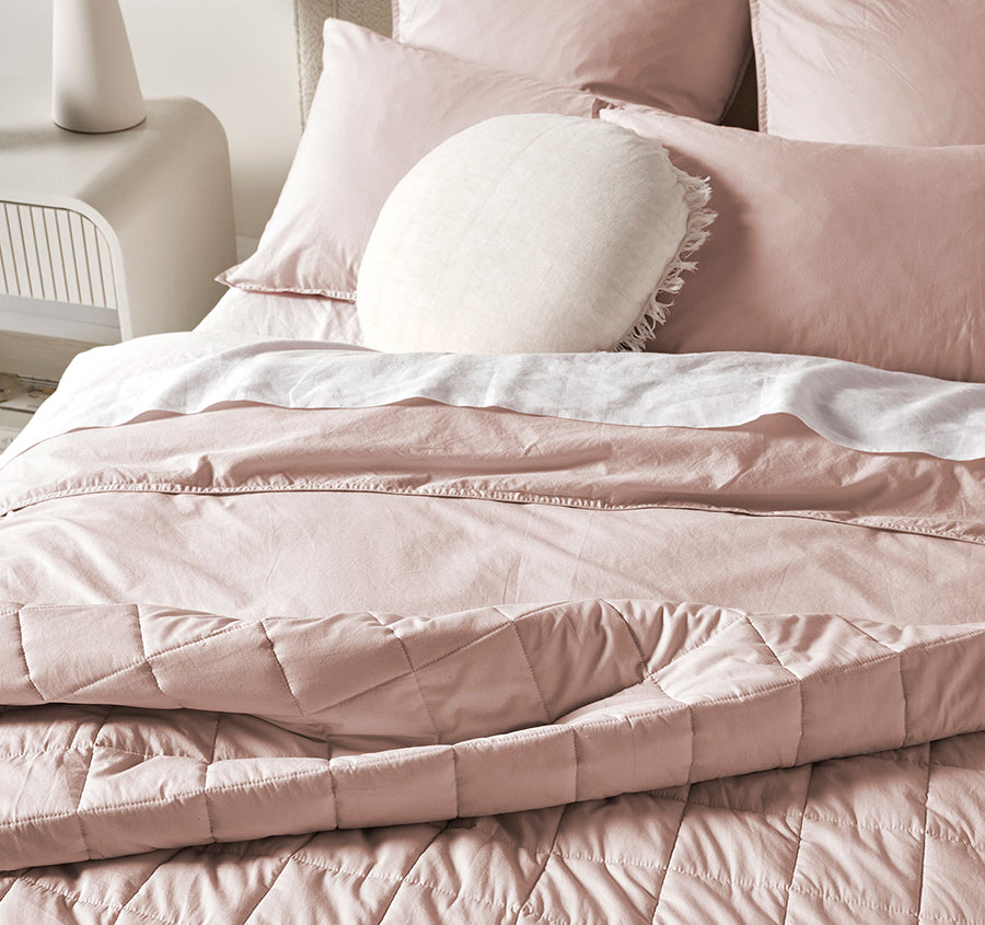 Evie Organic Cotton Coverlet Blush Pink