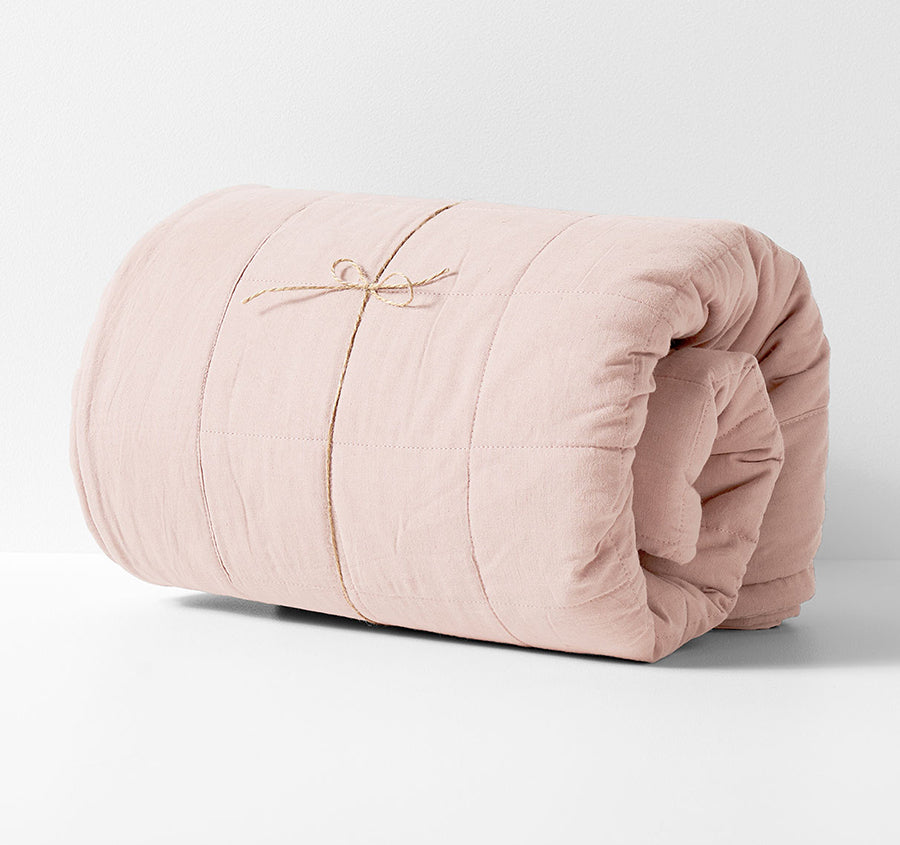 Evie Organic Cotton Coverlet Blush Pink