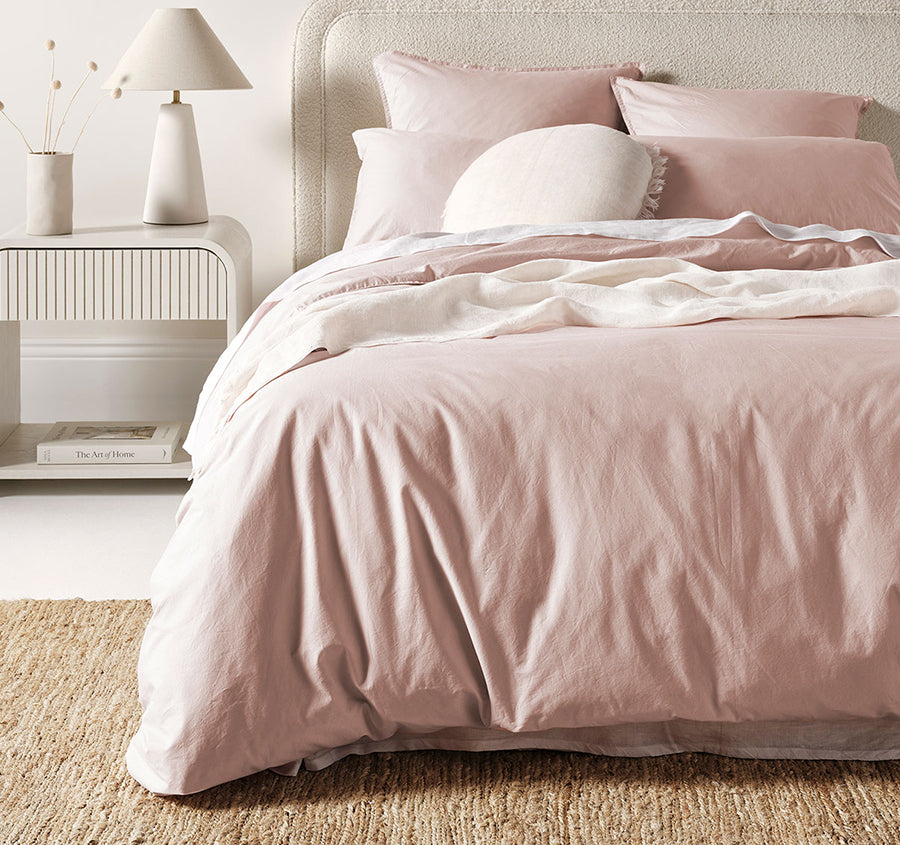 Evie Organic Cotton Quilt Cover Range Blush Pink