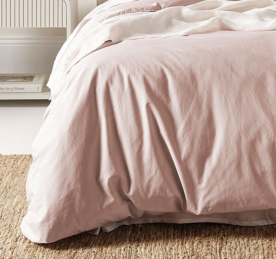 Evie Organic Cotton Quilt Cover Range Blush Pink