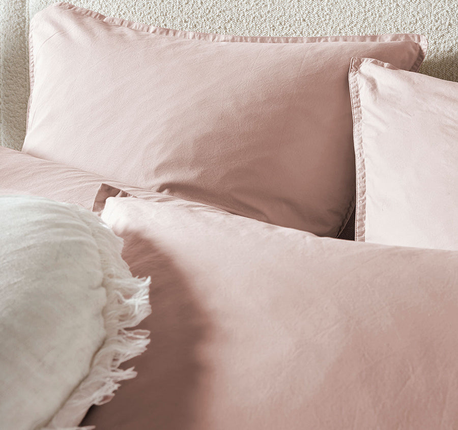 Evie Organic Cotton Quilt Cover Range Blush Pink