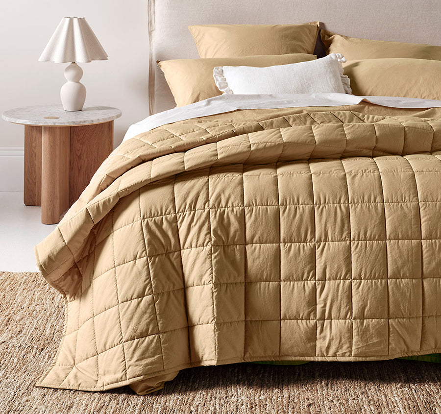Evie Organic Cotton Coverlet Caramel
