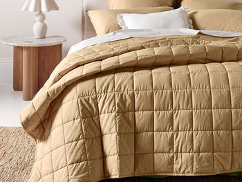 Evie Organic Cotton Coverlet Caramel