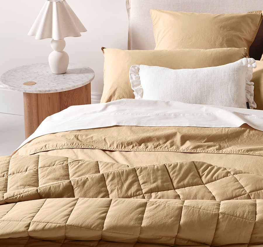 Evie Organic Cotton Coverlet Caramel