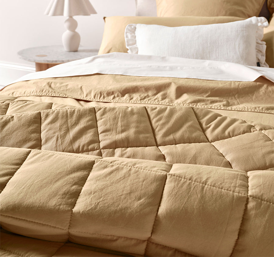 Evie Organic Cotton Coverlet Caramel