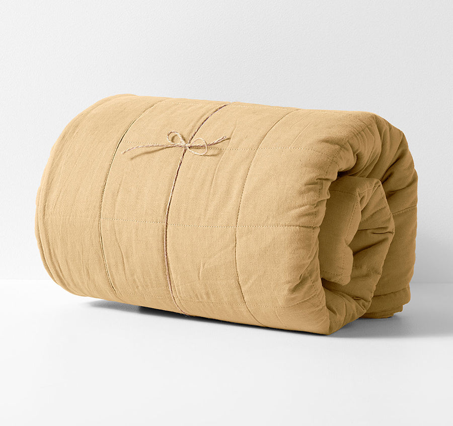 Evie Organic Cotton Coverlet Caramel