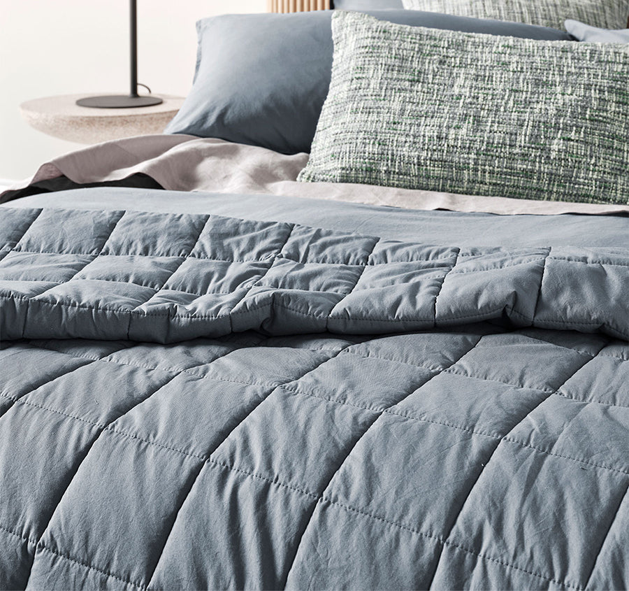 Evie Organic Cotton Coverlet Denim