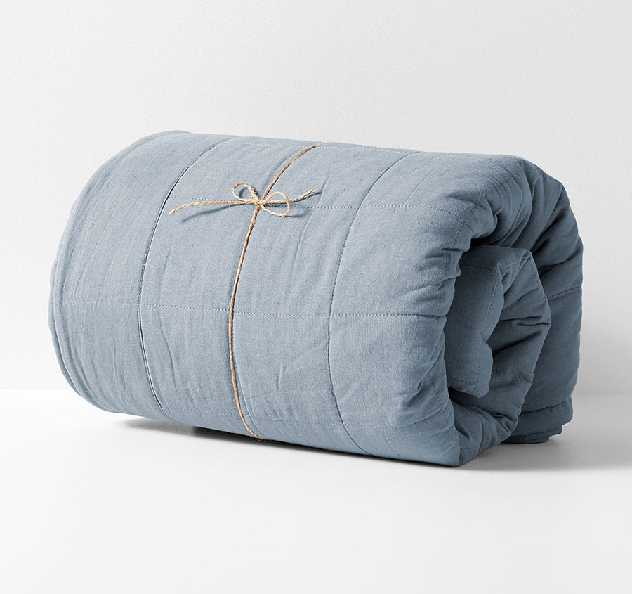 Evie Organic Cotton Coverlet Denim