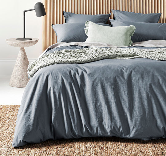 Evie Organic Cotton Quilt Cover Range Denim