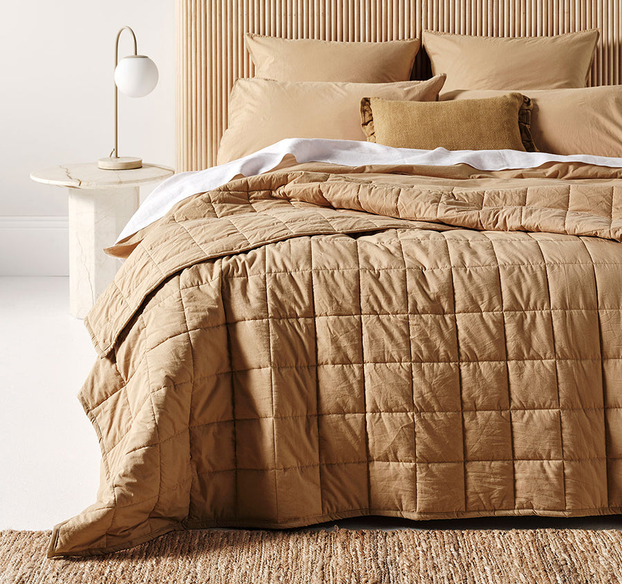 Evie Organic Cotton Coverlet Toasted Pecan