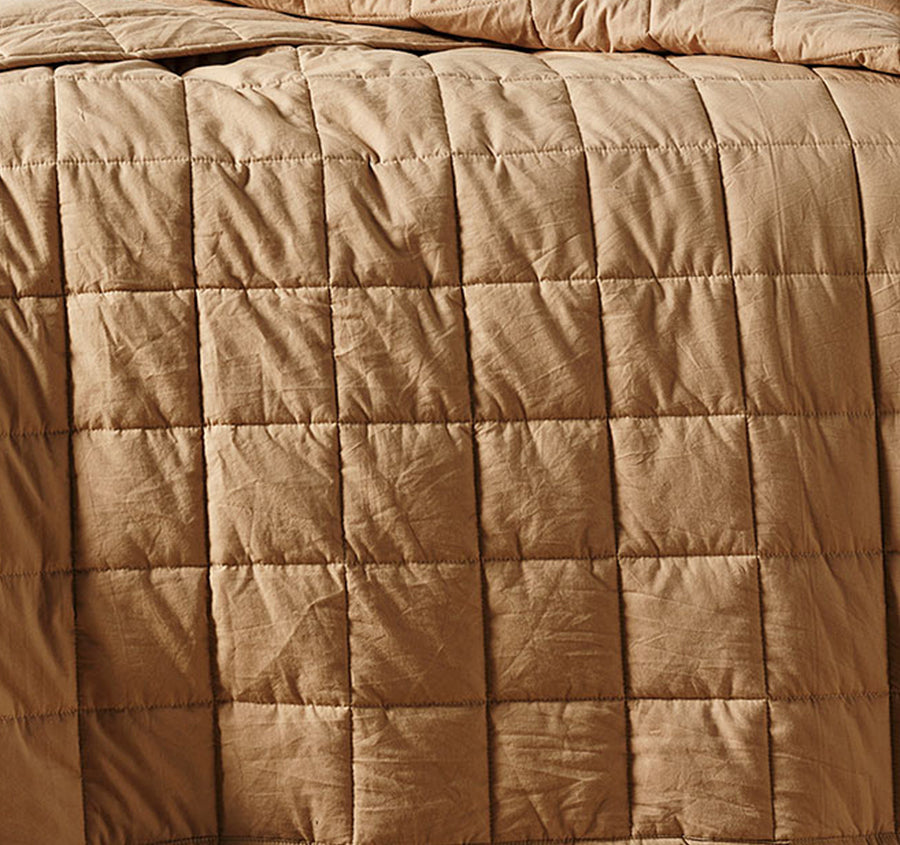 Evie Organic Cotton Coverlet Toasted Pecan