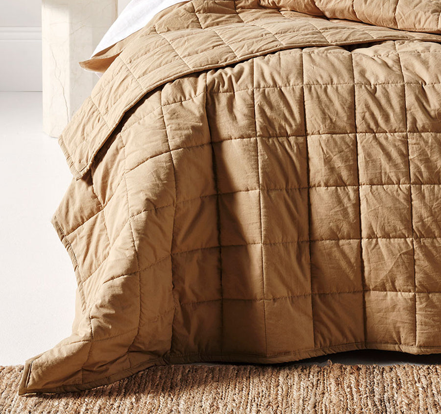 Evie Organic Cotton Coverlet Toasted Pecan
