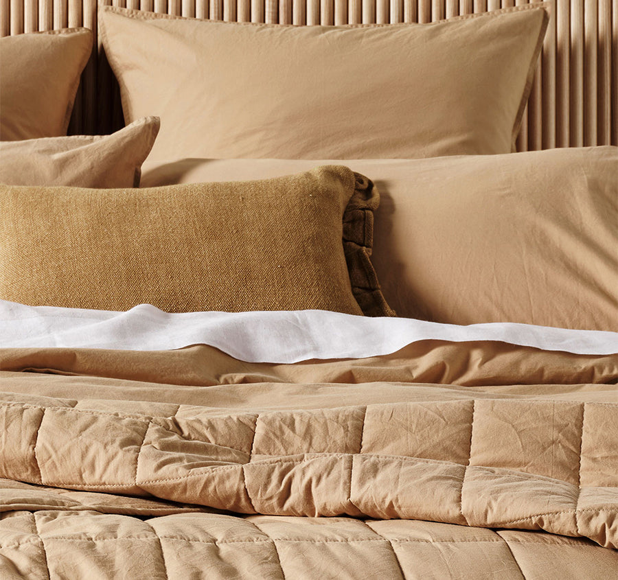 Evie Organic Cotton Coverlet Toasted Pecan