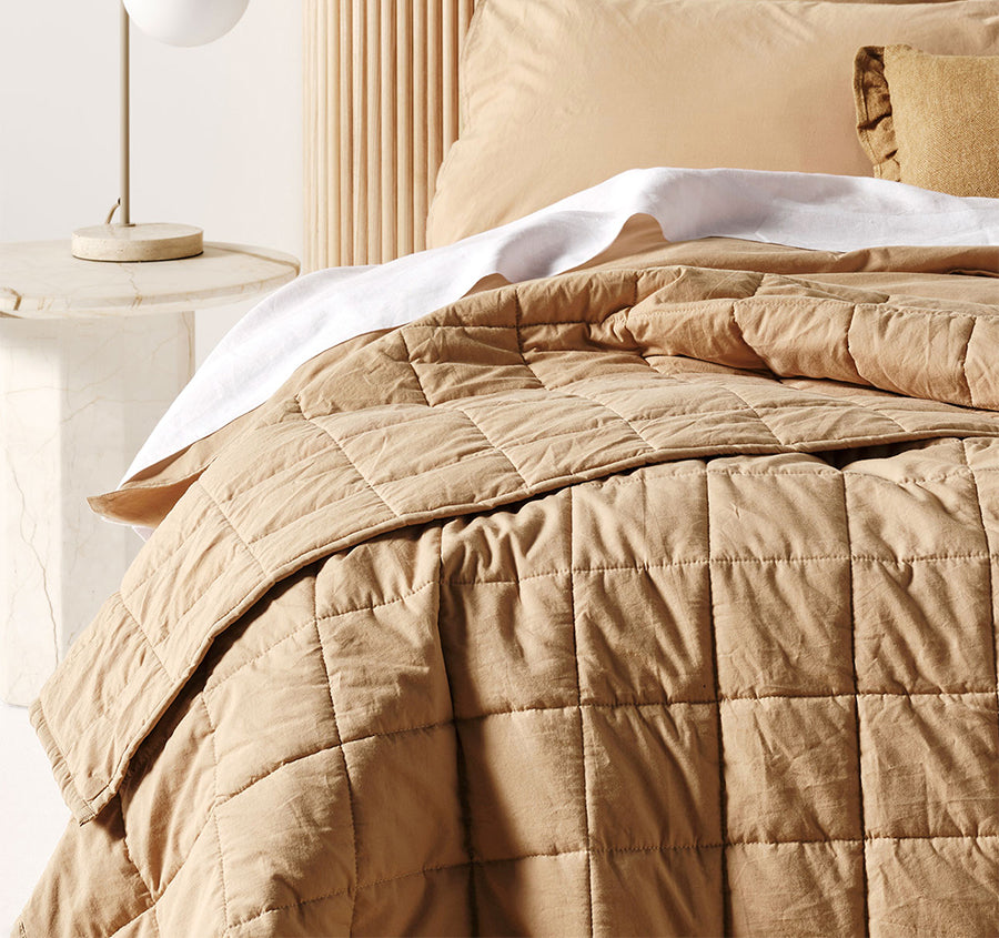 Evie Organic Cotton Coverlet Toasted Pecan