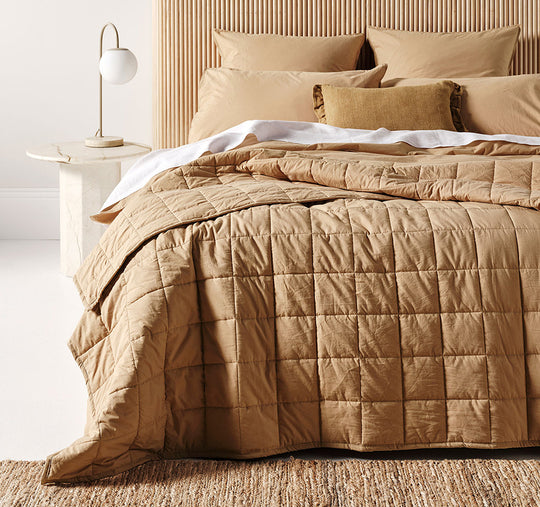 Evie Organic Cotton Coverlet Toasted Pecan