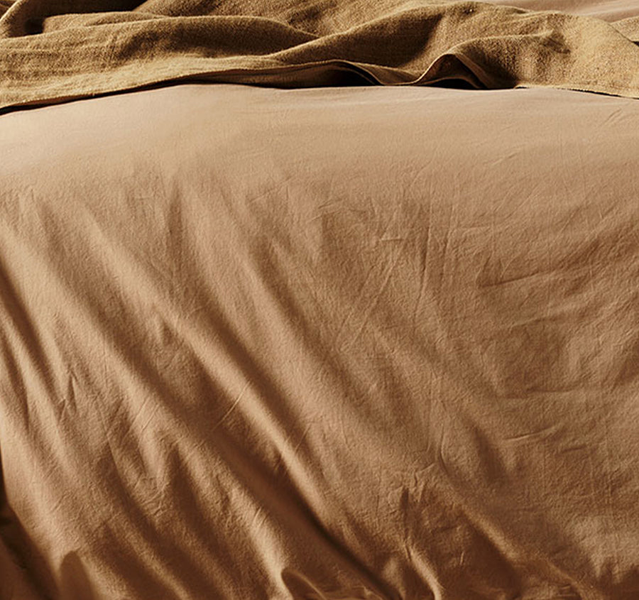 Evie Organic Cotton Quilt Cover Range Toasted Pecan