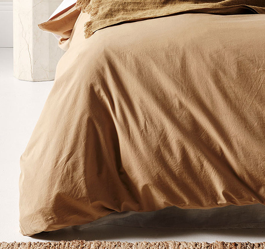 Evie Organic Cotton Quilt Cover Range Toasted Pecan
