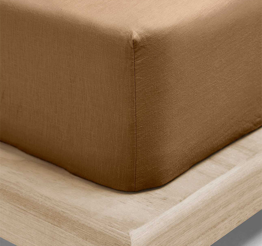 Evie Organic Cotton Sheet Set Range Toasted Pecan