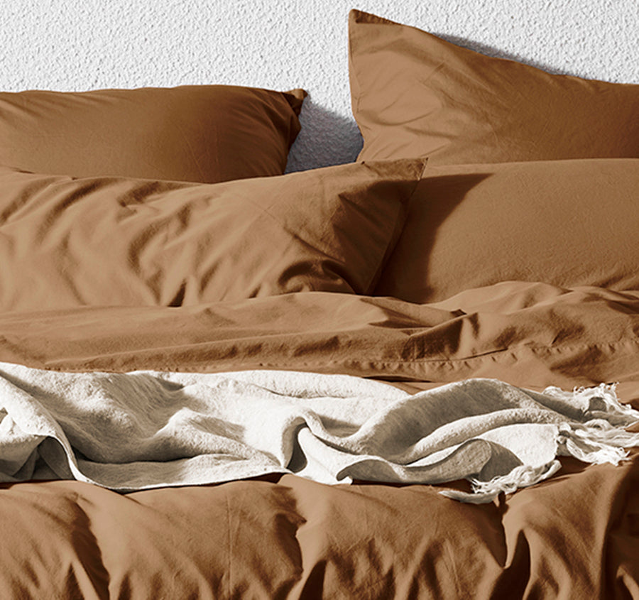 Halo Organic Cotton Quilt Cover Range Nutmeg