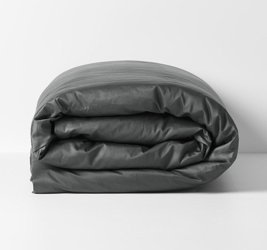 Halo Organic Cotton Percale Quilt Cover Range Shadow