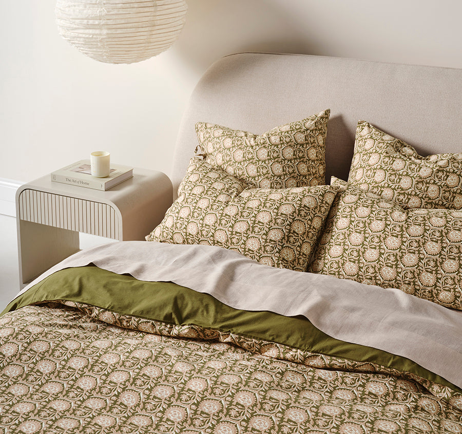 Jaipur Quilt Cover Range Olive