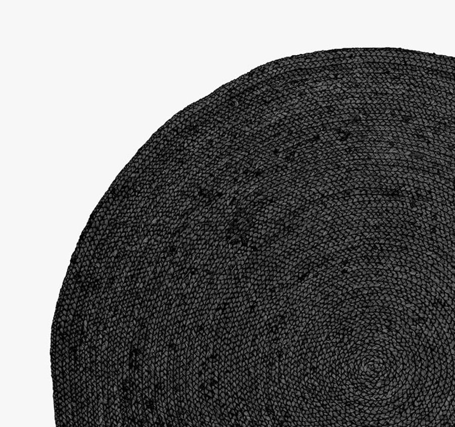 Jute Round Floor Rug Range Black
