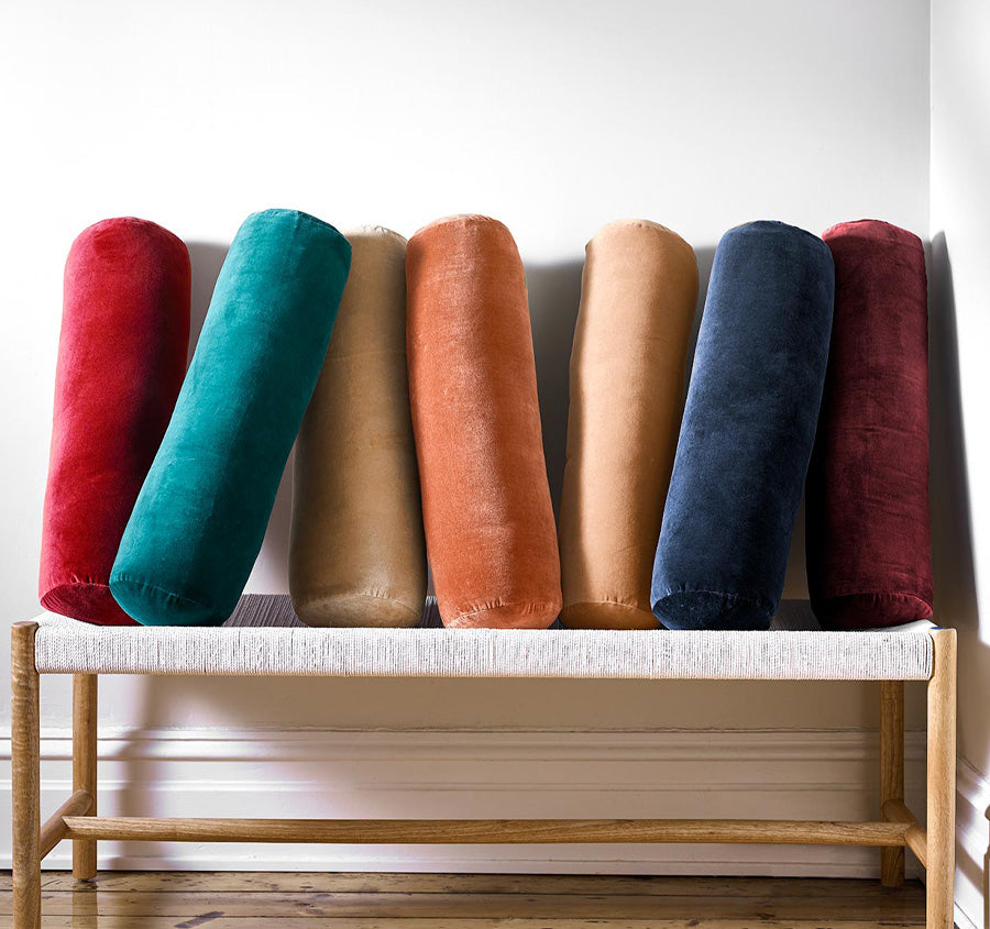 Luxury Velvet 18x60cm Filled Bolster Hazelnut