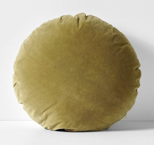 Luxury Velvet 45cm Round Filled Cushion Olive