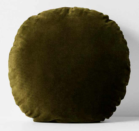 Luxury Velvet 55cm Round Filled Cushion Khaki