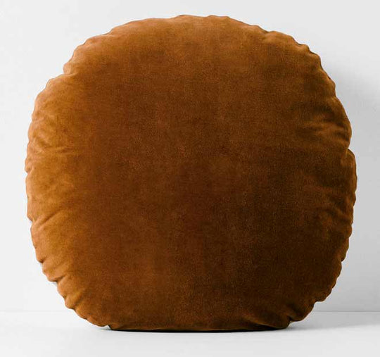 Luxury Velvet 55cm Round Filled Cushion Tobacco