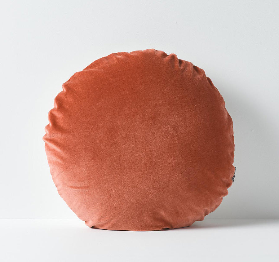 Luxury Velvet 55cm Filled Round Cushion Brandy
