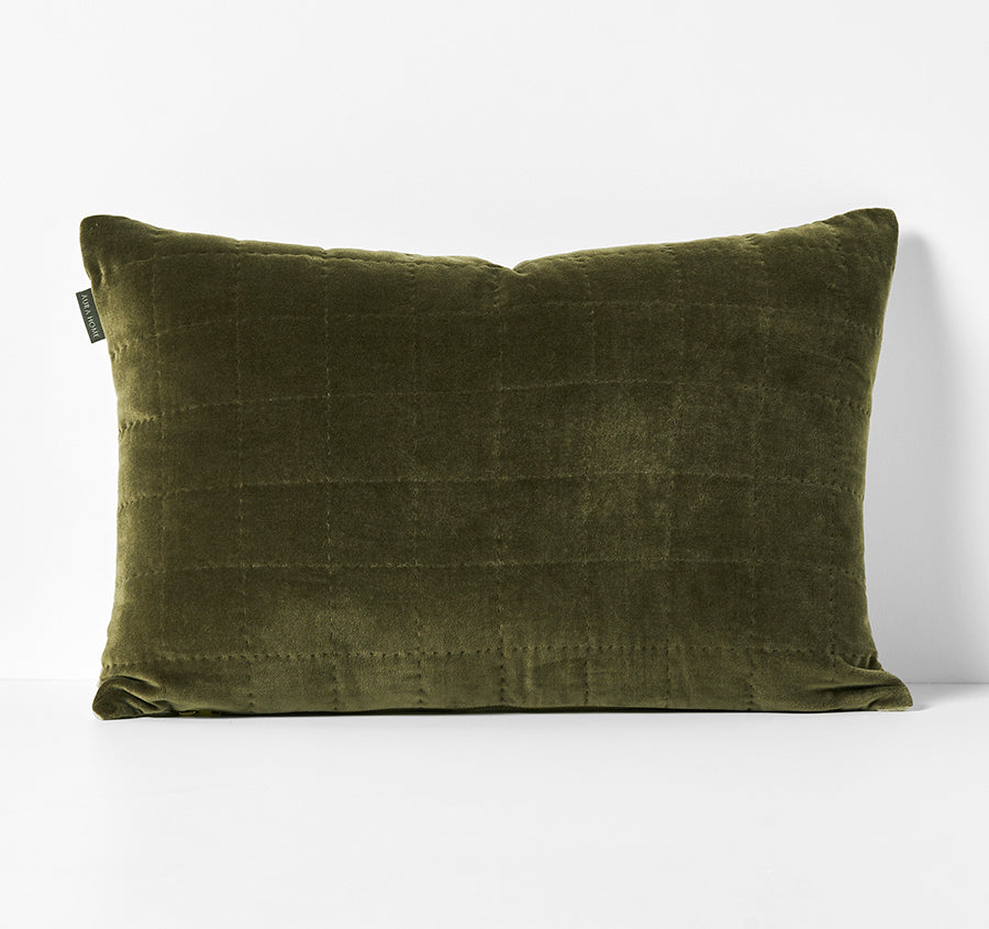 Luxury Velvet Quilted 40x60cm Filled Cushion Caper